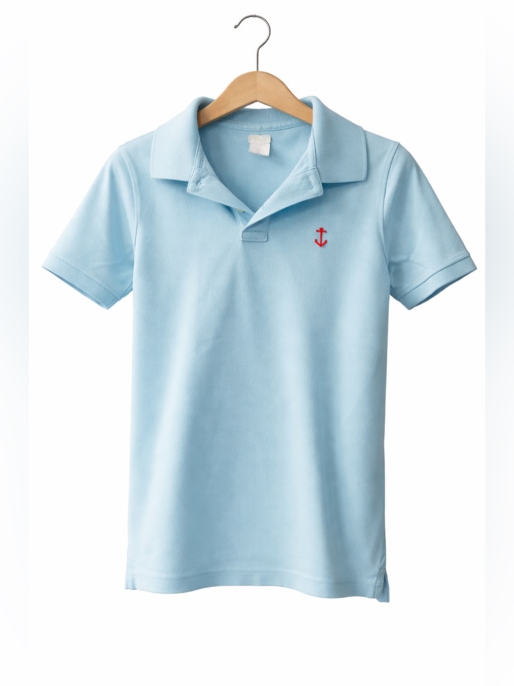 J. Crew Light Blue Polo with Red Anchor Detail